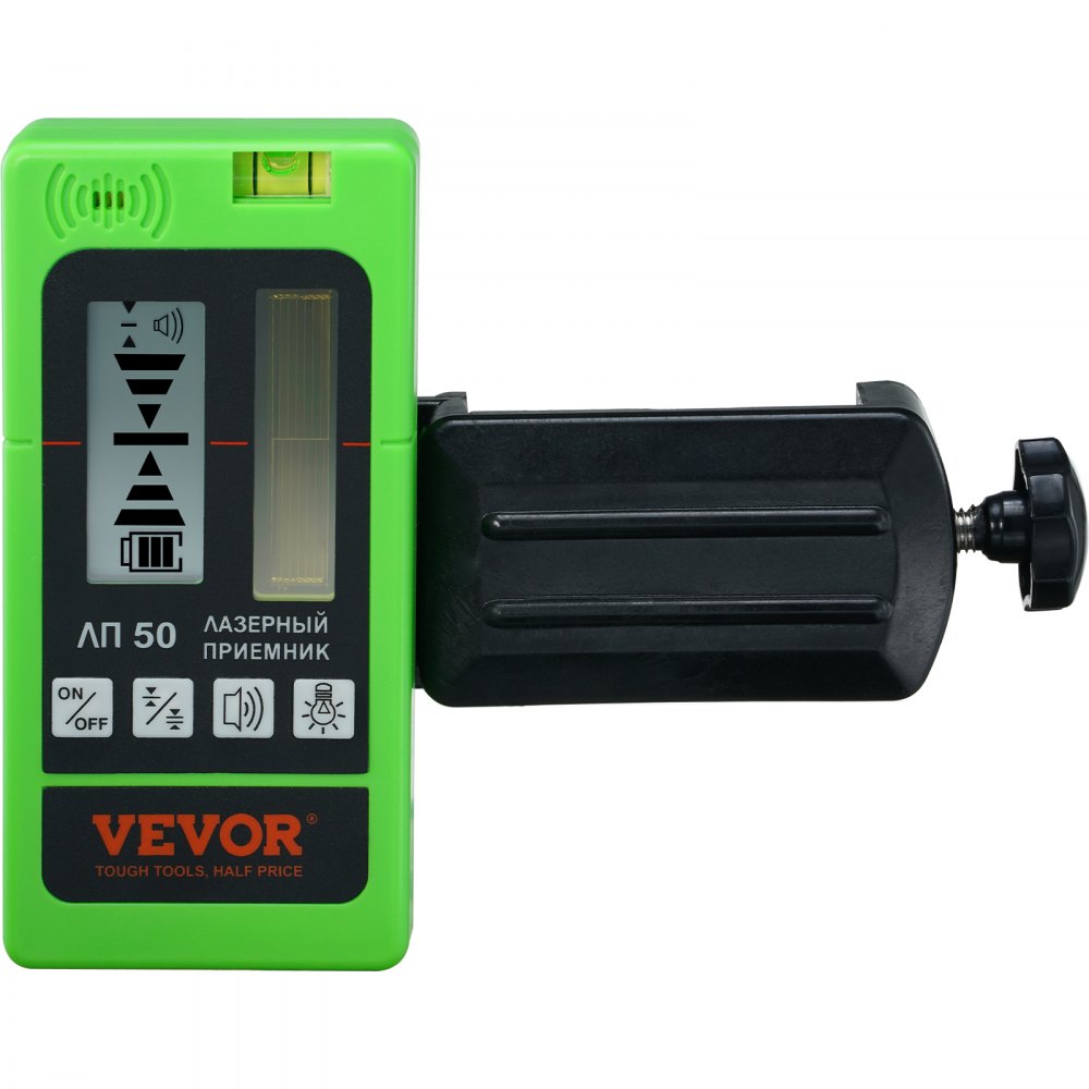 Professionele laserontvanger, 60 m bereik, puls-kruislijnlaserdetector, ± 1,5 mm waterpasbereik, 1,5 V batterijen, 20 uur bedrijfstijd, dubbel verlicht LCD-display Professionele laserontvanger, 60 m bereik, puls-kruislijnlaserdetector, ± 1,5 mm waterpasbereik, 1,5 V batterijen, 20 uur bedrijfstijd, dubbel verlicht LCD-display