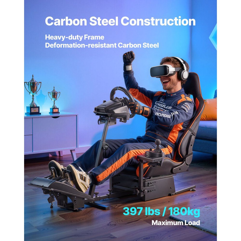 Lenkradständer, Rennradständer, Simulator-Cockpit, passend für Logitech G25, G27, G29, G920, G923, Thrustmaster T300RS, TX F458, T500RS, T3PA-PRO (F1/GT) und CSR-Pedale