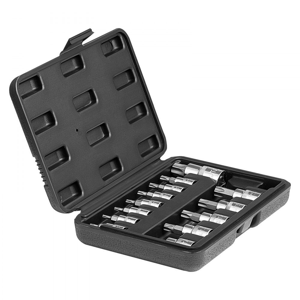 Jeu de clés à douille Torx 13 pièces. Star T8-T60 S2 en acier allié et acier cr-v, entraînements 1/4 ", 3/8" et 1/2 "avec mallette de rangement, clé à douille Torx pour la réparation automobile