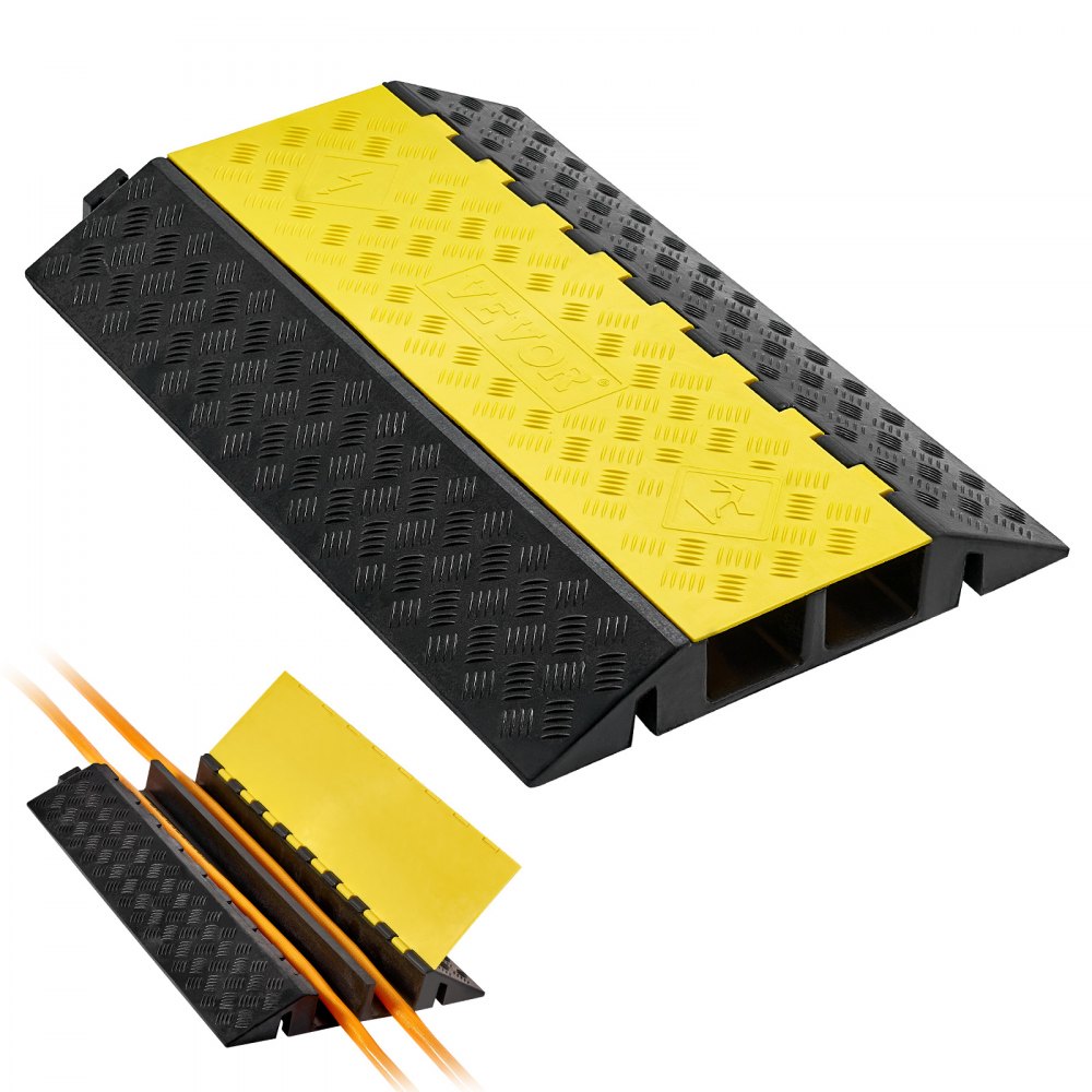 950 mm kabelbrug 9979 kg 2 kanalen (100 x 75 mm) rubberen overloopbeveiliging struikelbeveiliging vloerafdekkingen voor gebieden met hoge drempels thuiskantoor magazijn pak van 1