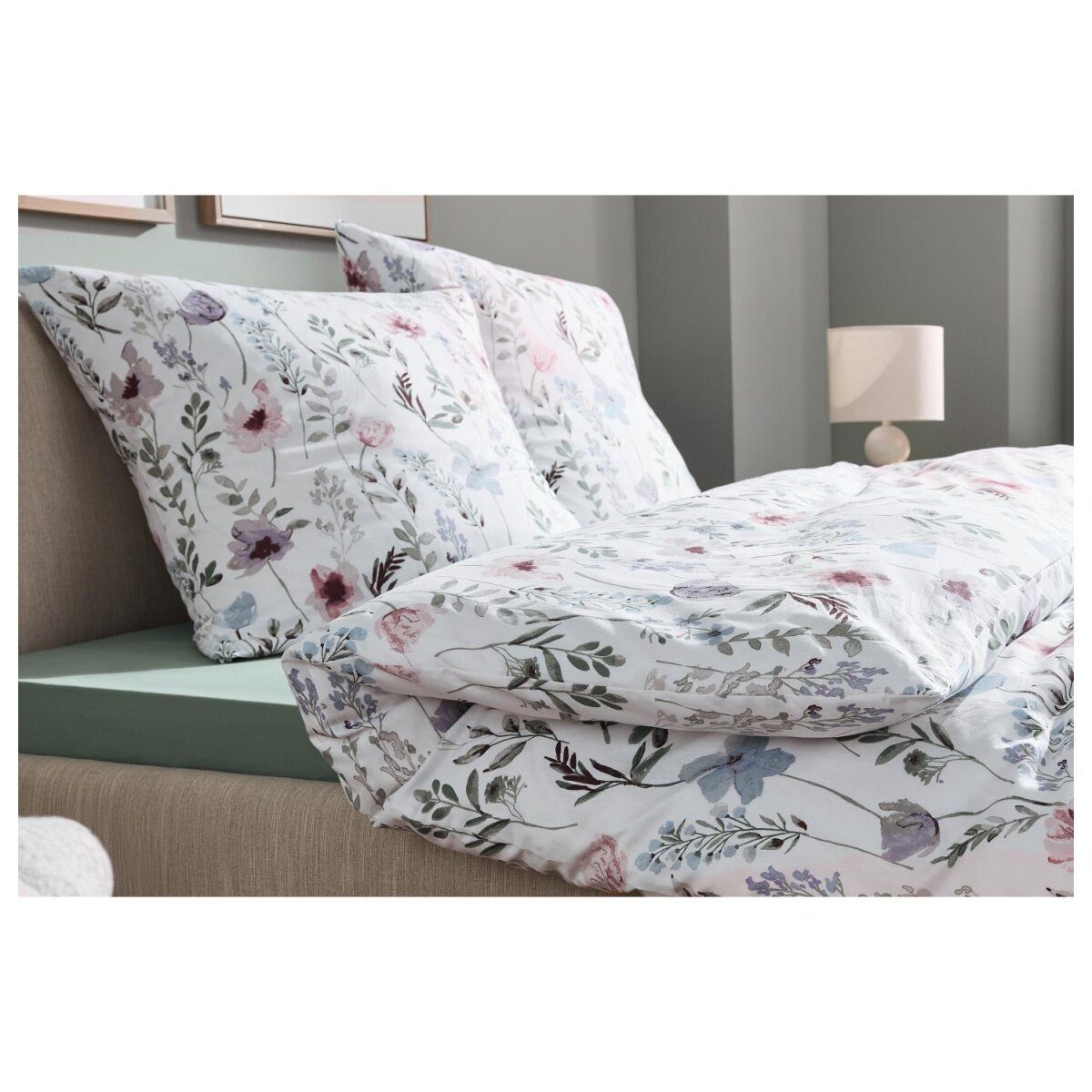 LIVARNO® Parure de lit Renforcé, 240 x 220 cm, 60 x 70 cm, fleurs