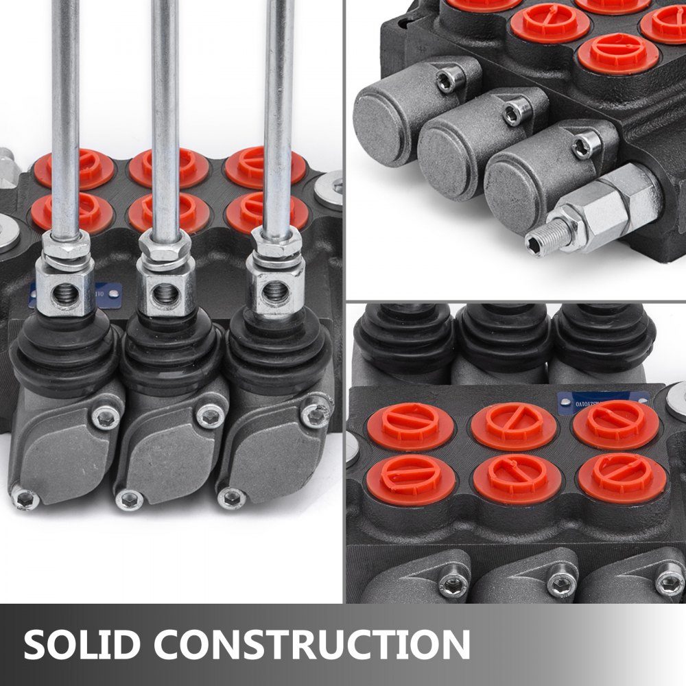 3 Bank Hydraulic Valve Hand Lever Valve, 11GPM Hydraulic Directional Control Valve Adjustable, 6.62kg Hydraulic Valve Hand Lever Valve Hydraulic Control Device for Agricultural Construction Machinery
