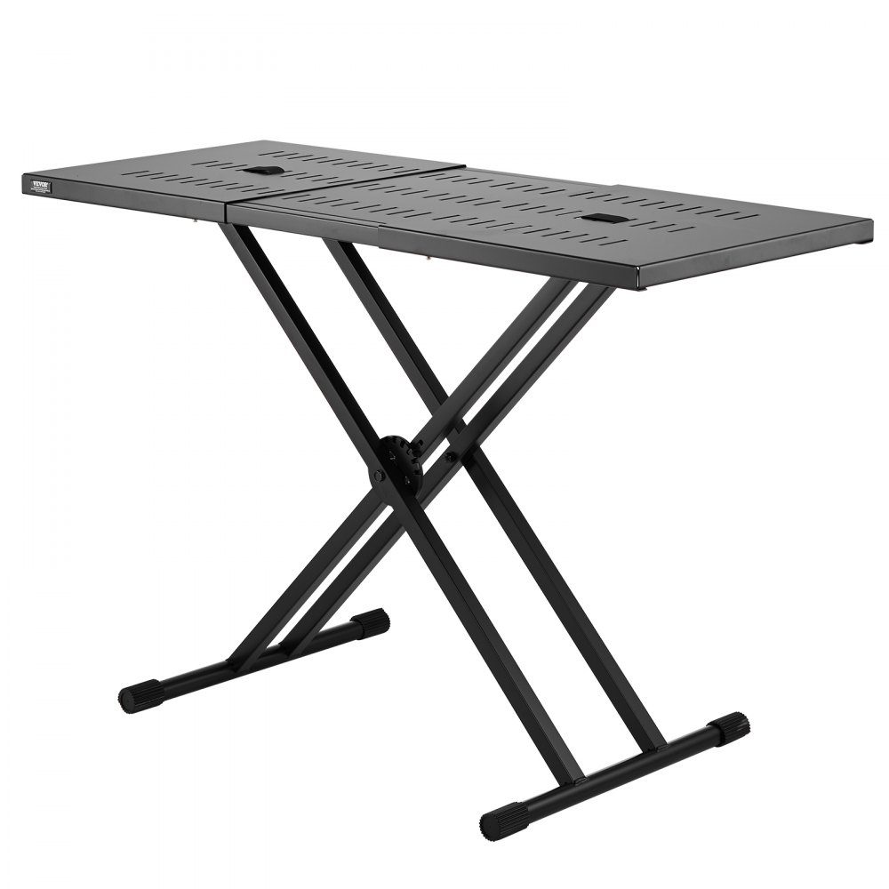 DJ Table Stand, (32"-43") x 18" Portable DJ Laptop and Controller Stand, Lightweight DJ Desk, DJ Desk, Height Adjustable DJ Stand, Foldable Double-X Keyboard Stand and Table Top, Audio Mixer Stand