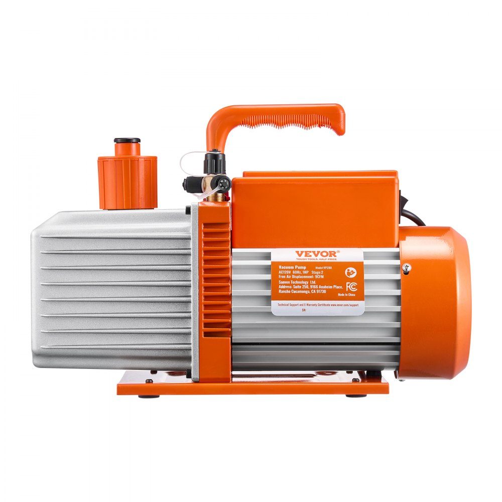 Vacuümpomp 9 CFM HVAC 2-traps draaischuifvacuümpomp voor R134a R22 R410a-systemen Auto AC-vacuümpompset met harsontgassing oliefles voor auto-airconditioneronderhoud