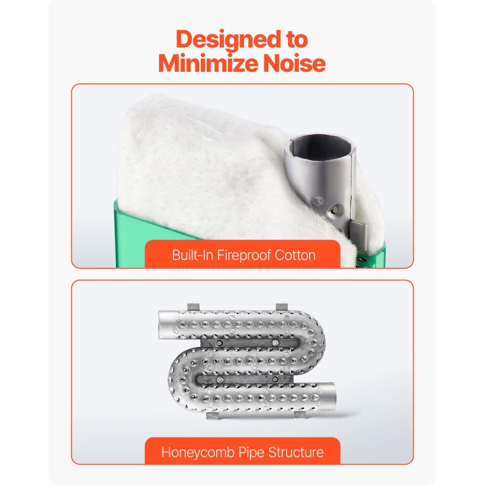 Diesel Heater Silencer Exhaust Silencer Set with 2 Clamps and Screws Aluminum Alloy Auxiliary Heater Noise Reducer for 2KW/5KW/8KW Auxiliary Heater