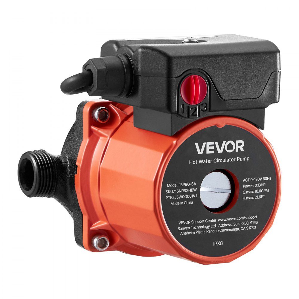 Pompe de circulation 38LPM Système de pompe de circulation à circulation instantanée Contrôle à 3 vitesses 100W Adaptateur AC 220-240V G3/4" à G1/2" Tête en fonte pour système de chauffe-eau