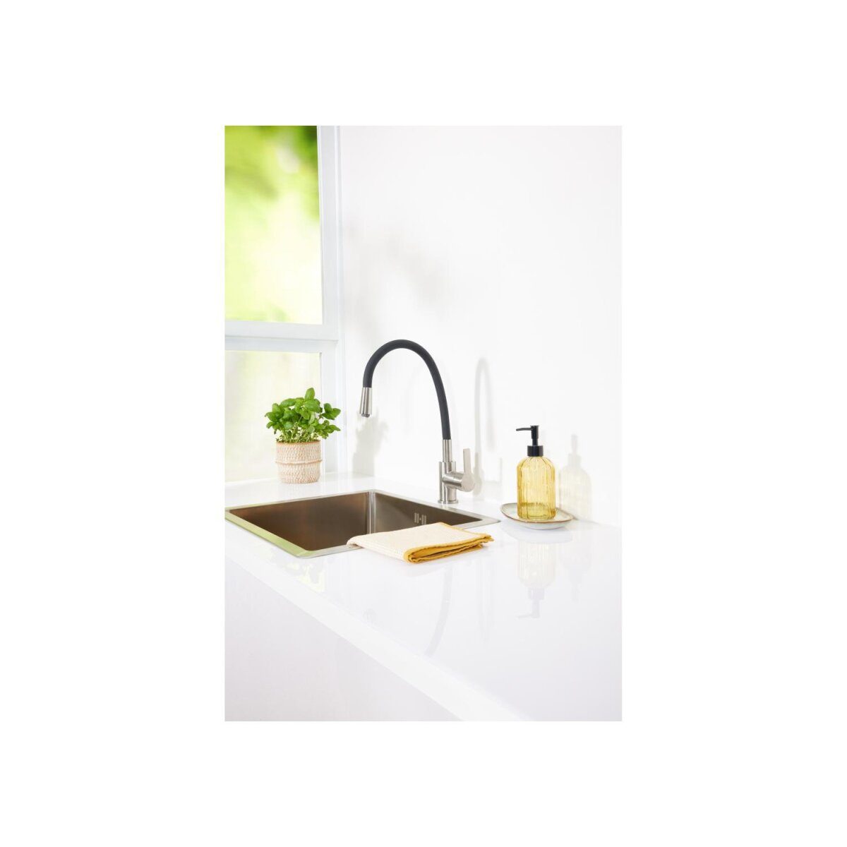 LIVARNO Home Robinet de cuisine, avec bec flexible, noir