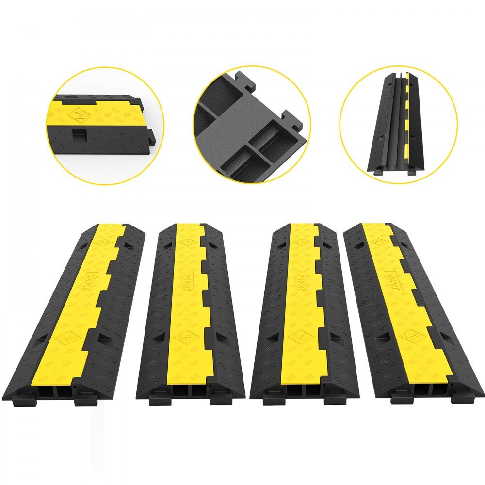 Kabelbeschermingsmat, zwarte kabelgoot, kabeldoorvoer voor kabeldoorvoeren op de vloer; Laadvermogen: 4989 kg voor kantoor 101x24,5x5 cm