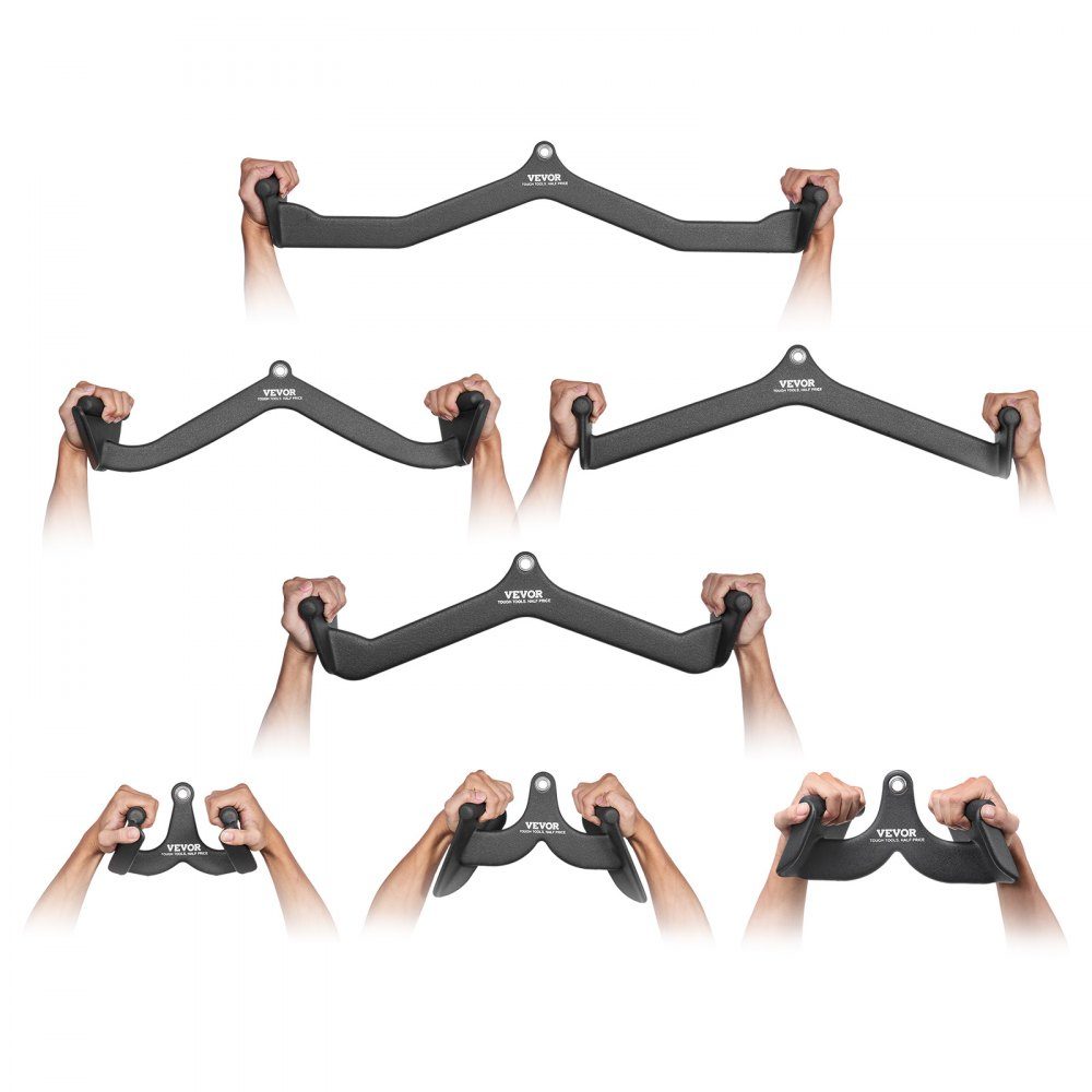 Latzug-Aufsätze, Kabel-Rudergerät, T-Stange, V-Stange, 7er-Set, Trizeps-Klimmzugstange, gummibeschichteter Griff für Rückenkrafttraining, Bizeps-Curl, Trizeps-Lat-Pulldown-Stange für Heim-Fitnessstudio