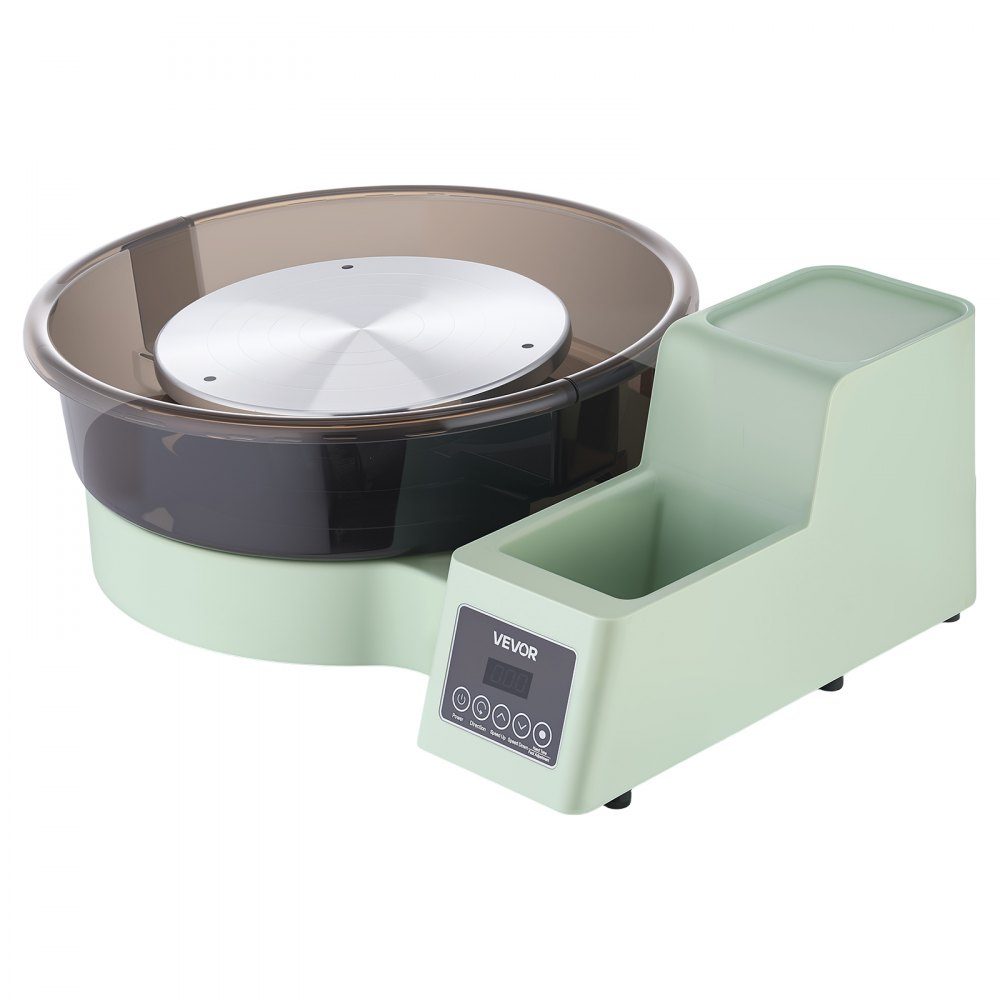 Elektryczne koło garncarskie 450 W Tokarka do ceramiki 28/36 cm Gramofon Maszyna do ceramiki z pedałem i regulacją prędkości 30-300 obr./min oraz skrzynką narzędziową Idealny dla początkujących DIY Clay Art Green