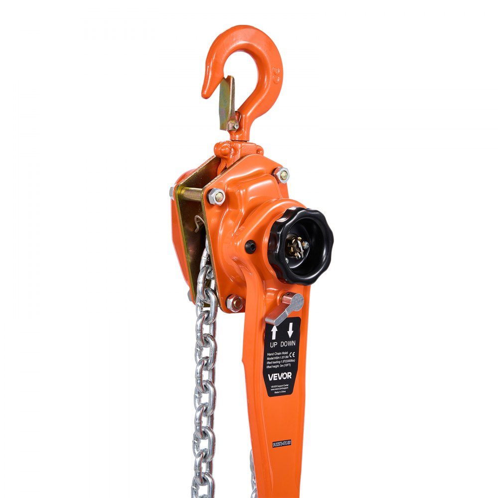 Lever Hoist, 1.5 Ton Capacity Hand Chain Hoist, 3m Stroke, G80 Steel Alloy Chain with Double Pawl Mechanical Brake, Hoist with 360° Swivel Hooks, Ratchet Hoist for Warehouse, Construction, Garage