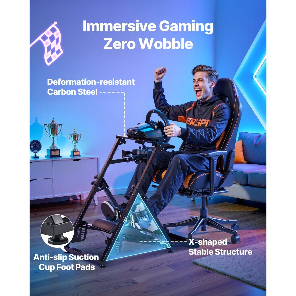 Stuurstandaard, verstelbare en opvouwbare simulatorstandaard voor Logitech G923 G920 G29 G27, Thrustmaster T300RS TX F458 T500RS T3PA-PRO (F1/GT) gamingcockpit, pedaalsimulator niet inbegrepen