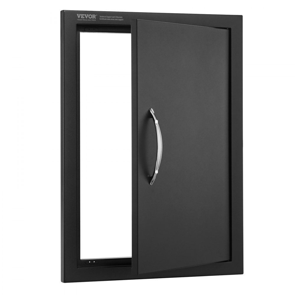 Grill Access Door 415x570mm Single Outdoor Kitchen Door Flush Mount Cold Panel Door Vertical Wall Door with Handle for Grill Island Grill Station Outdoor Cabinet Black