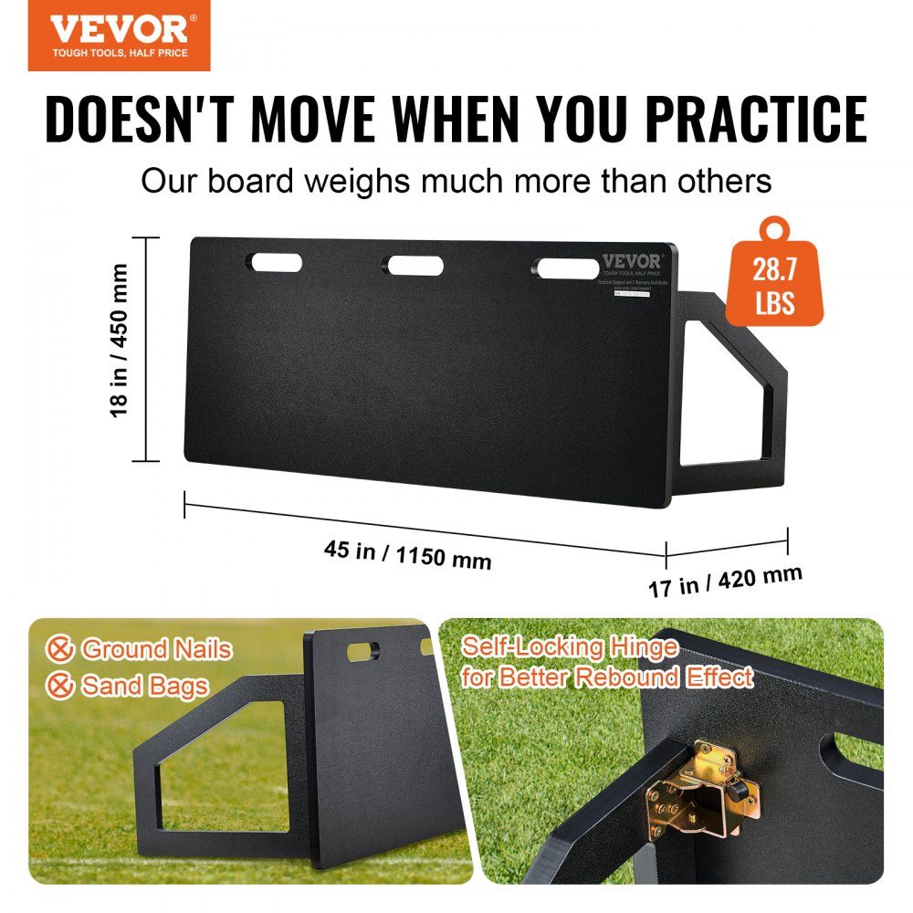 Voetbal Rebound Board Draagbaar Bounce Board 1150x450mm HDPE Rebounder Muur Rebound Apparatuur Kinderen & Tieners Trainingsbord Rebounder Kicker voor Voetbaltraining Zwart