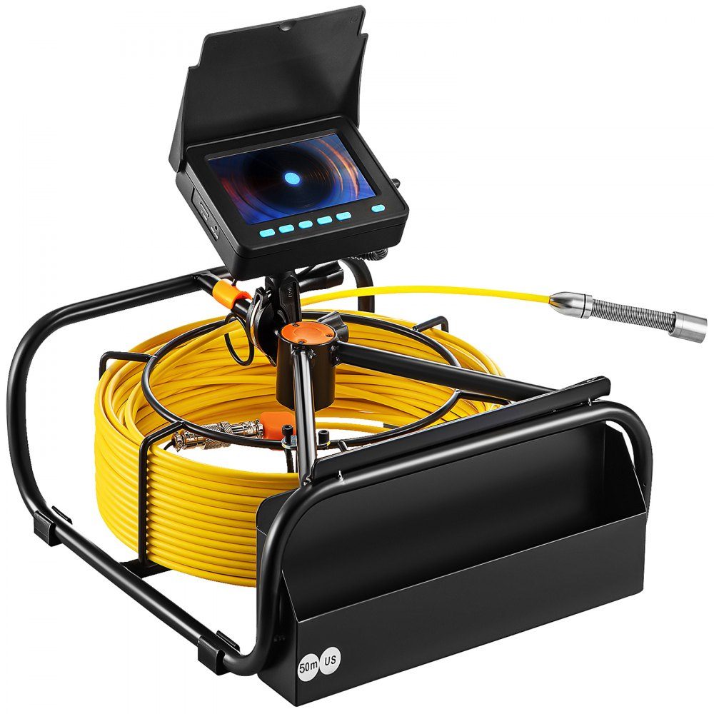 Sewer Camera 50m 4.3" Pipe Inspection Camera with Lighting - 6 Adjustable LEDs, 16GB Card, 3x Zoom and 8500mAh High Capacity Battery, IP68 Plumbing Camera for Sewer Pipes