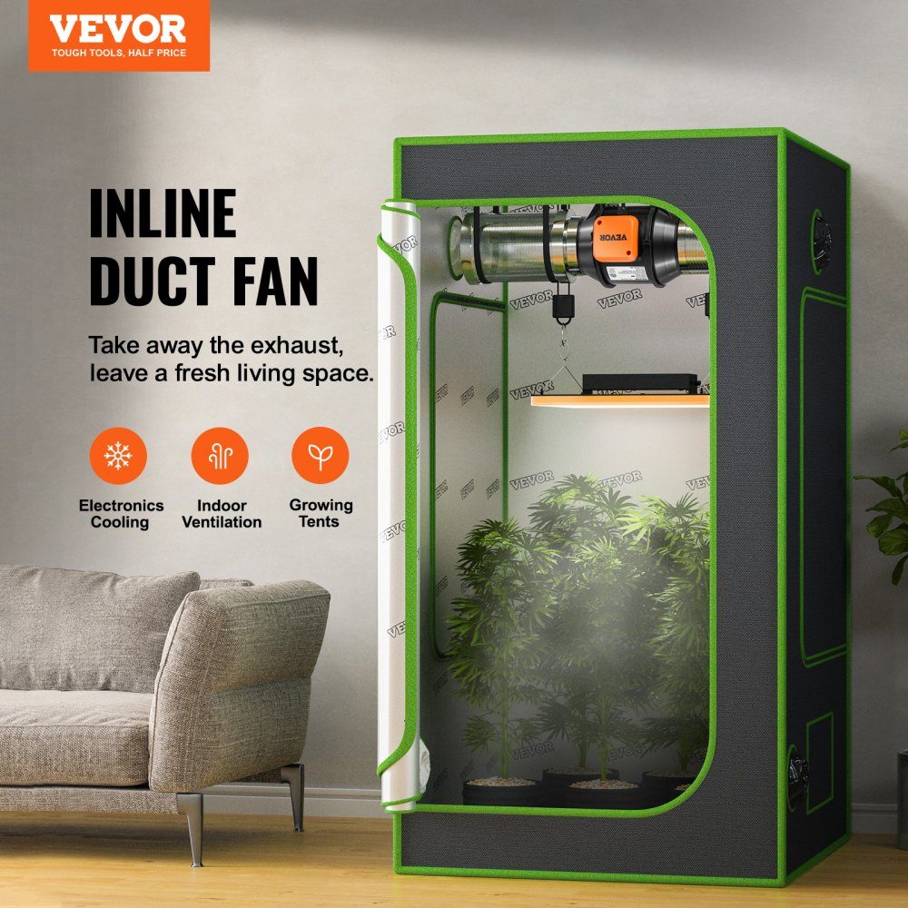 Inline Duct Fan 304mm Smoke Exhaust 200 CFM with Variable Speed ​​Controller Quiet Exhaust Fan with AC Motor for Cooling Amplifiers Grow Tents Hydroponics