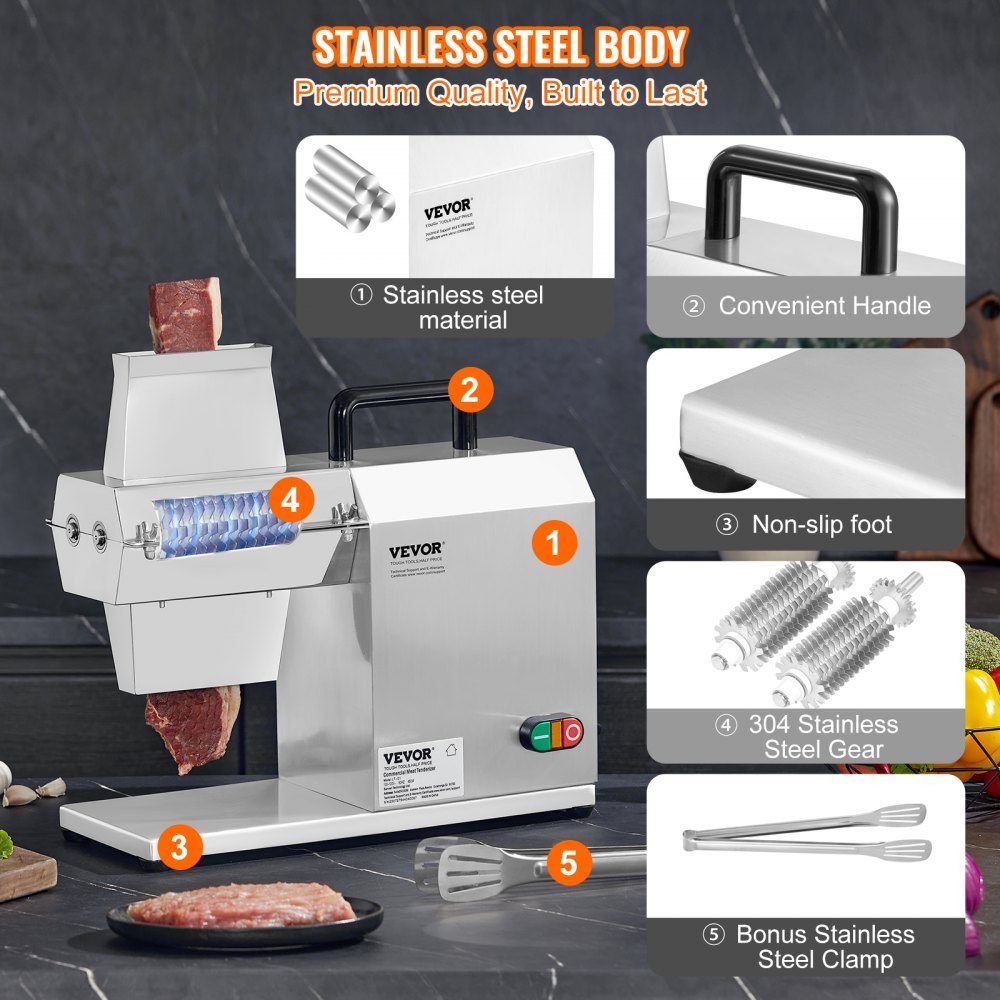 Electric Meat Tenderizer Meat Tenderizer 450W with 54 Stainless Steel Blades Professional Meat Tenderizer Tool 415x170x420mm Atomic Pork Beef Steak Tenderizer Kitchen Tool