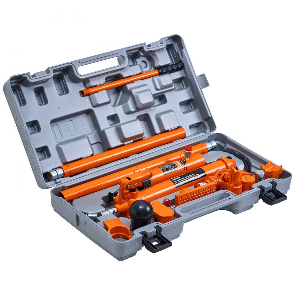 Hydraulic Cylinder Set, 12T Portable Hydraulic Jack with 1.4m Oil Hose, Body Frame Repair Kit with Storage Case for Car Repair Truck Farm Orange