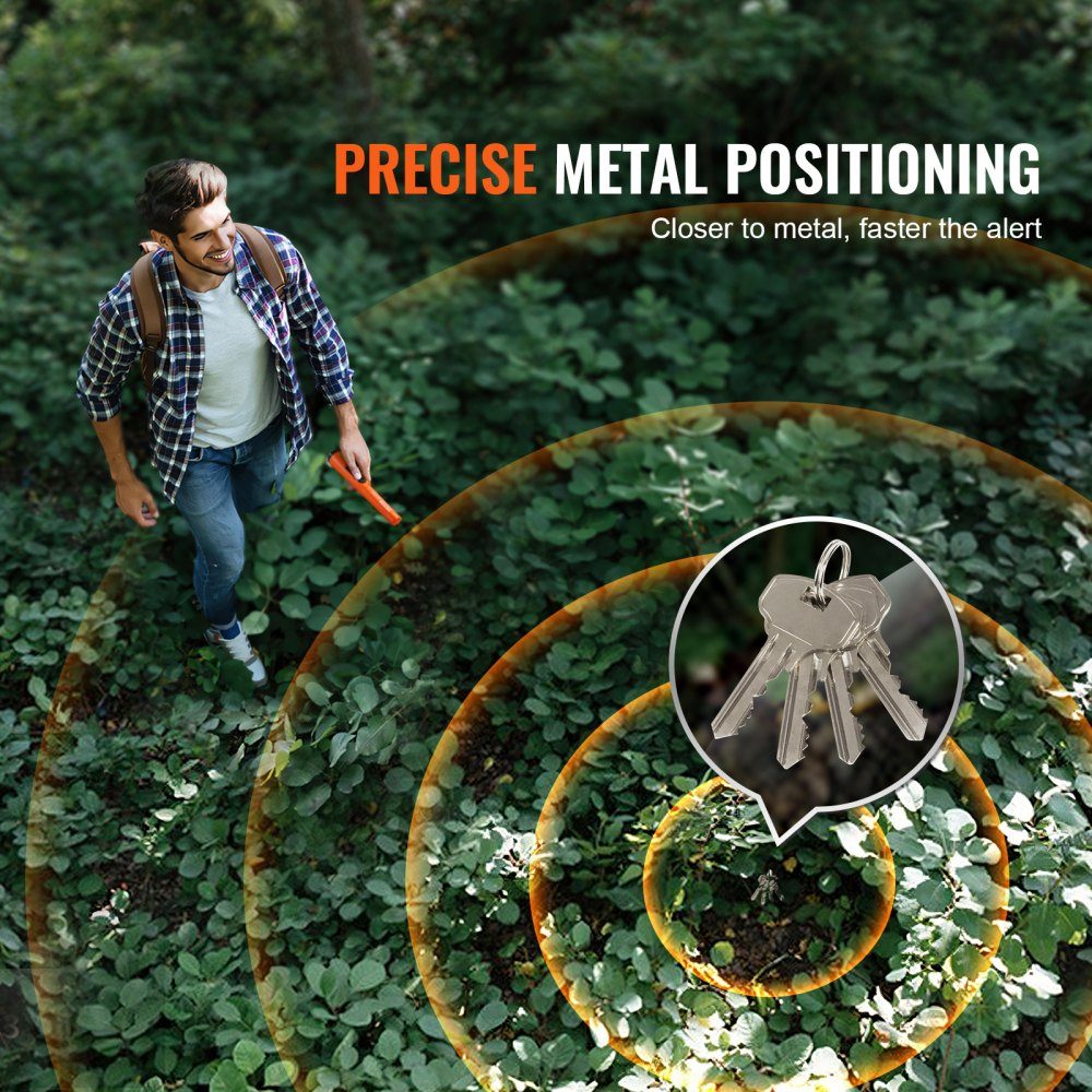Pinpointer de détecteur de métaux, IP66, détecteur de métaux entièrement étanche, profondeur de détection de 5 cm, propointeur, chasse au trésor avec 3 modes, son/vibration/son + vibration, pile 9 V et sac en velours inclus