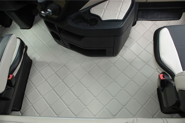 Handgefertigter Mercedes Actros MP4 Fußmatten Teppich Komplettset Leder Beige Komplettset mit Türverkleidungsgriff Starterset