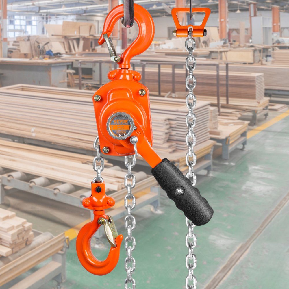 Mini palan à levier, capacité de charge de 0,5 T, palan à chaîne, force de traction de 260 N, bloc de poulie, hauteur de levage de 2,80 m, palan à cliquet, palan en acier, chaîne G80, frein à double cliquet Weston, crochet rotatif à 360°, palan à chaîne m