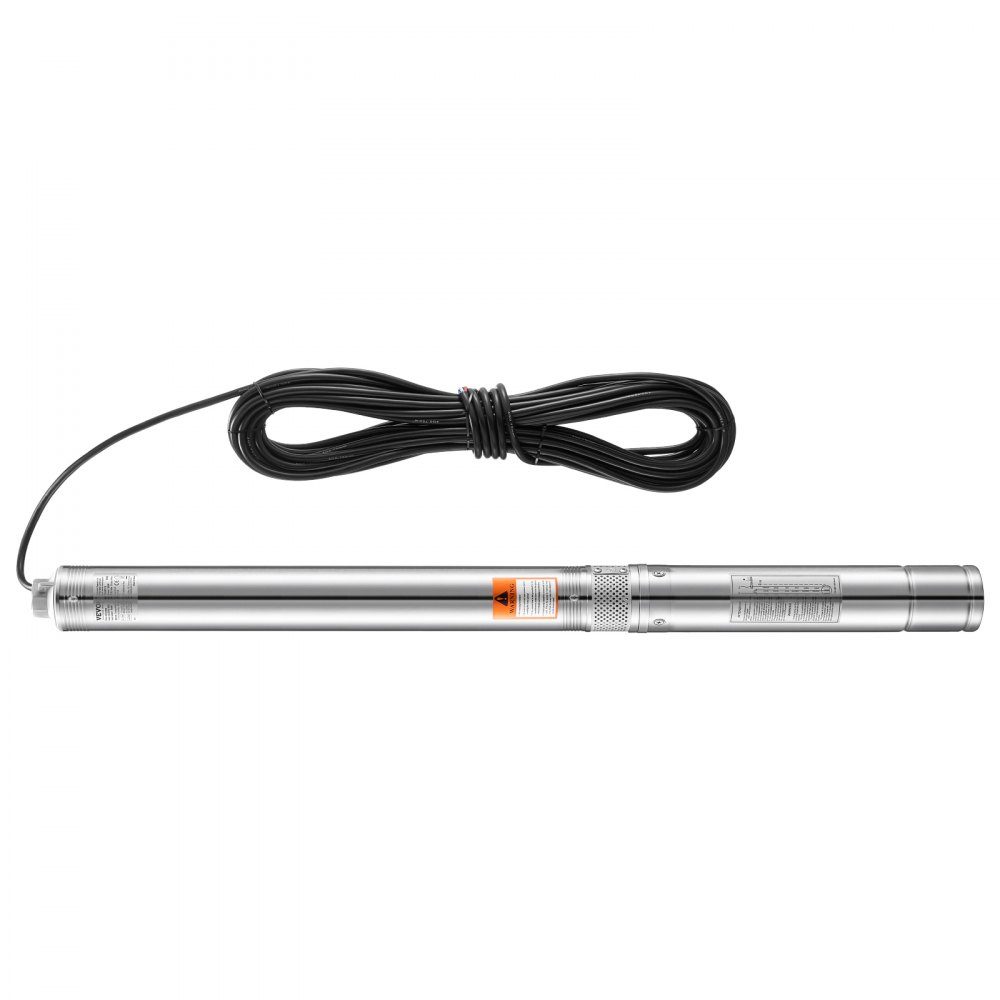 Deep well pump, 750W input power, 65L/min flow, 64m head, with 20m cable, external control box, stainless steel water pump, for industrial irrigation and home use, IP68