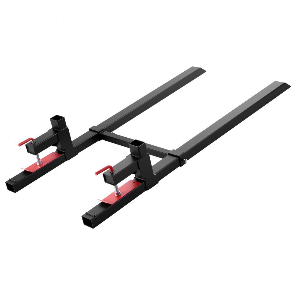 Fourches à palettes, porte-fourche à clipser 907 kg, longueur totale 1490 mm, fourches avec barre stabilisatrice réglable pour accessoires de tracteur, godet de chargeur et chargeuse compacte, noir – Réf. HT-22950