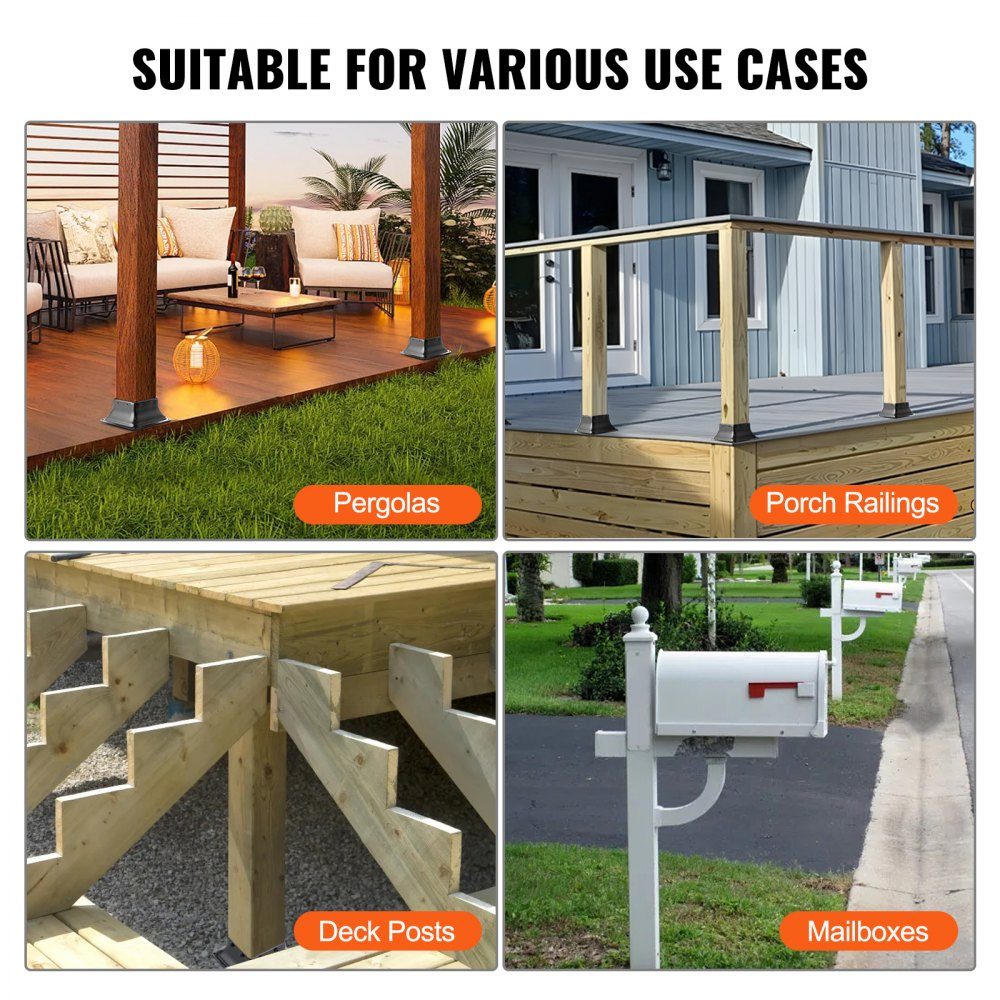 Set of 20 screw-on sleeves 153 x 153 x 62 mm Post base Carbon steel post shoe Post base Ground sleeve Support base Ideal for porch railings, pergolas and columns