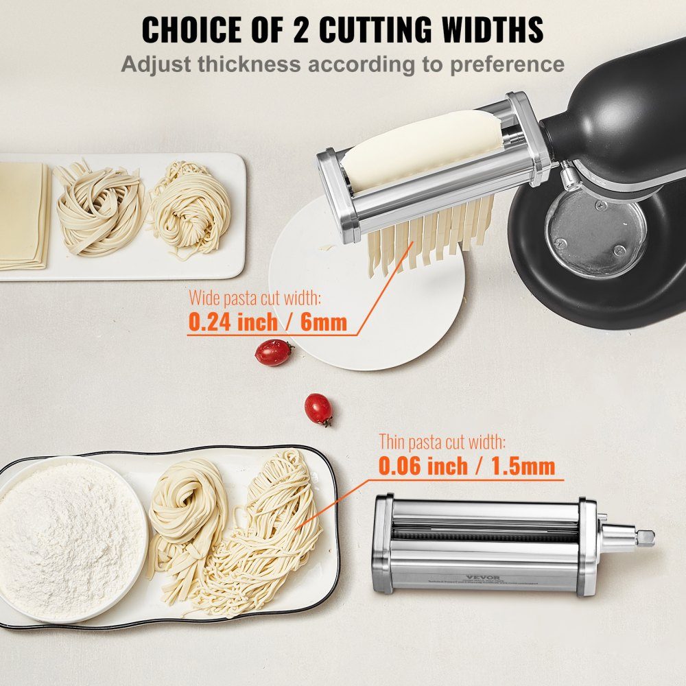 3 Piece Stainless Steel Manual Pasta Machine, Stainless Steel Fresh Manual Pasta Rolling Machine, Italian Flat Dough Machine, Pasta Machine, Includes Cleaning Brush for Spaghetti, Lasagna, etc