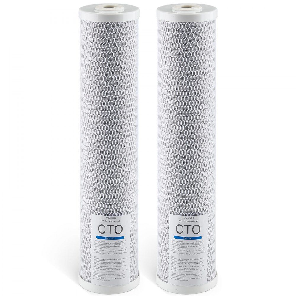 2-pack vervangingscartridge voor het hele huis waterfilter 115x507mm CTO koolstofblokvervangingsfilter voor 3-traps waterfiltersysteem vermindert chloor, slechte smaak en geur