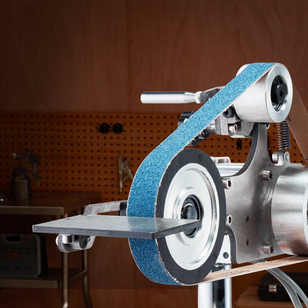 Belt Sander, 762 x 25.4mm Variable Speed Belt Polisher with VFD, 550W Polishing and Grinding Machine with 2 Grinding Shapes and 3 Grinding Belts for Metal Working, Knife Making Belt Sander, 762 x 25.4mm Variable Speed Belt Polisher with VFD, 550W Polishing and Grinding Machine with 2 Grinding Shapes and 3 Grinding Belts for Metal Working, Knife Making