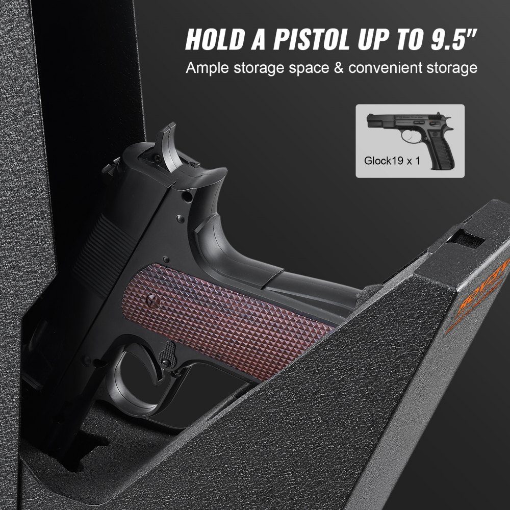 Gun Safe, Wall Mounted Gun Safe, 1 Gun, Gun Safe for Fingerprint, Key or Password, Cold Rolled Steel Gun Safe, 370 x 190 x 86mm, Gun Cabinet Wall Safe