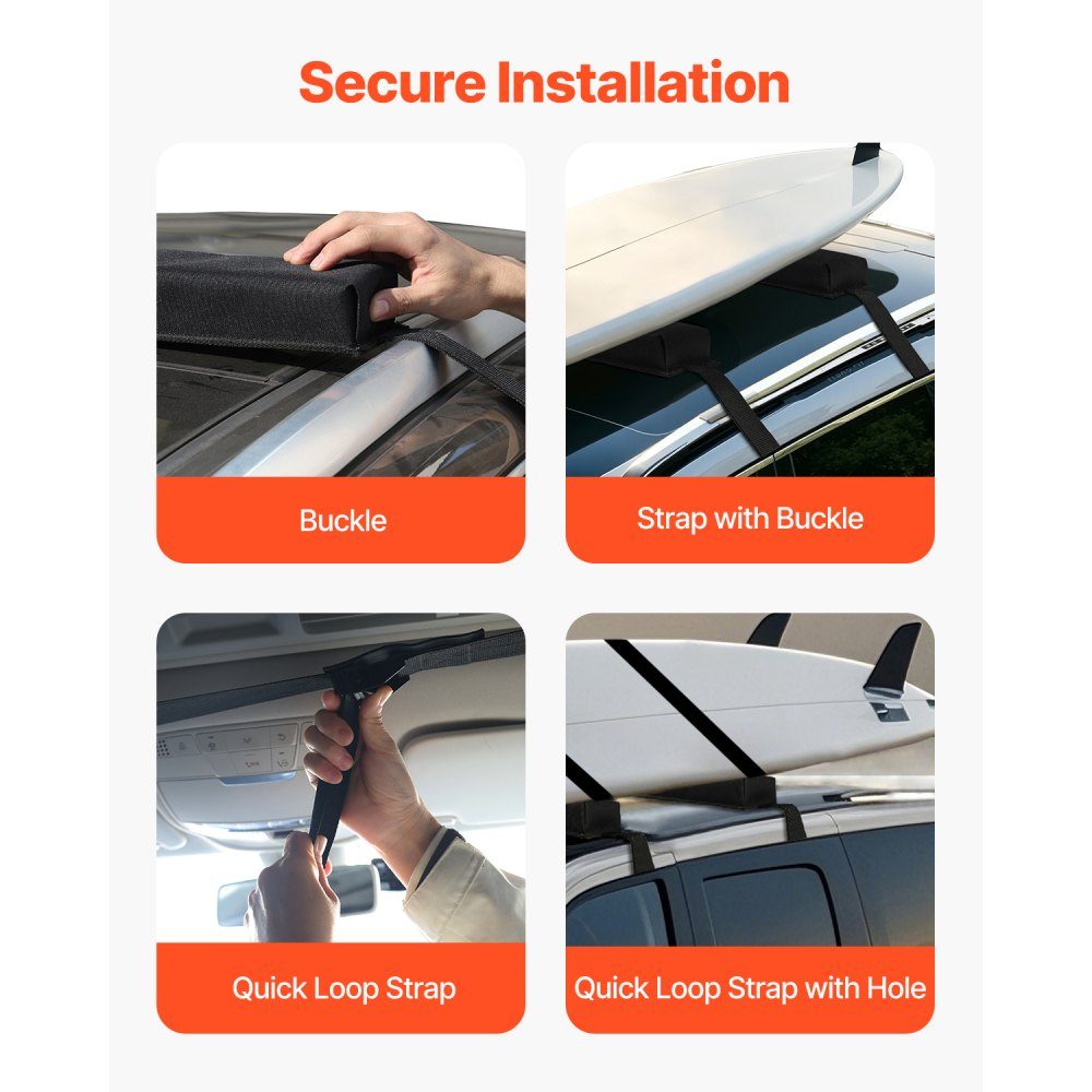 Soft Roof Rack Pads (395mm), Large Universal Car Roof Rack Pads, 80kg Kayak Rack Pads with Portable Storage Bag for SUP Canoe