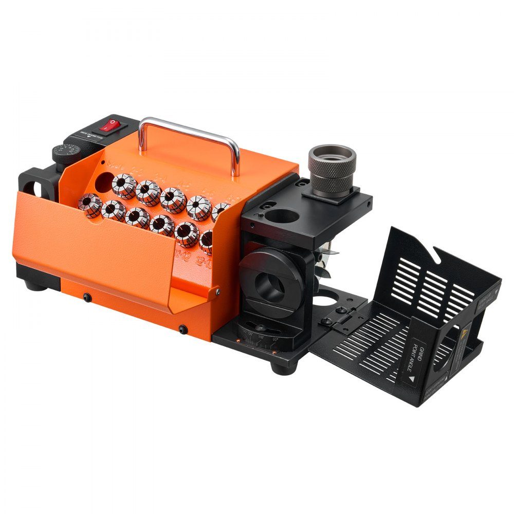 Bohrerschleifmaschine MR-13D, 3-13 mm, mit einstellbarem Schneidenfreiwinkel, vorderer Schneide und 95°-135° Spitzenwinkel, 4600 U/min, inkl. 11 Spannzangen und CBN-Schleifscheibe