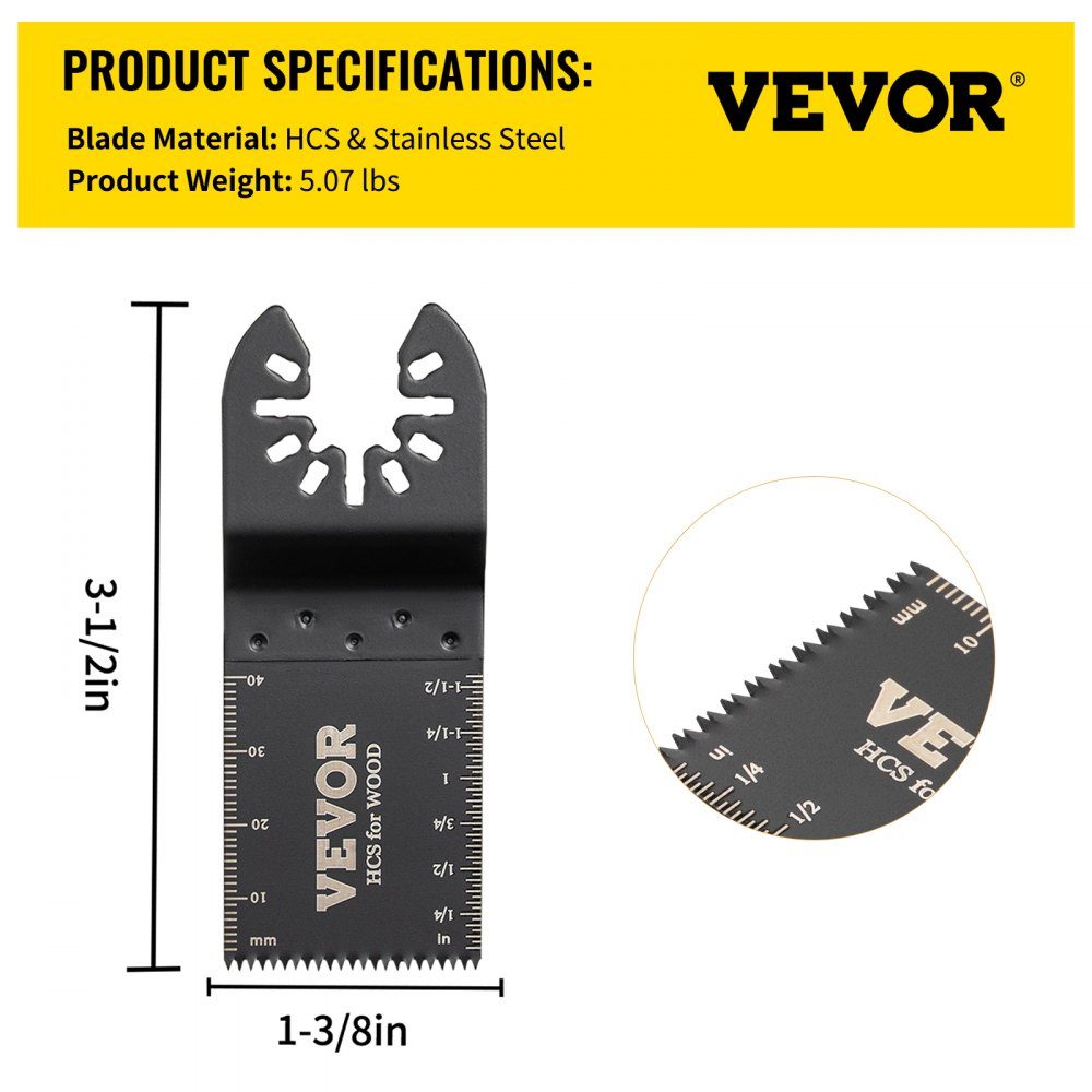 100x Multitool Saw Blades Oscillating Accessory Set HCS + Stainless Steel Multitool Segment Saw Blade 1-3/8 Inch Multifunctional Tool Accessory Set 45-47 HRC