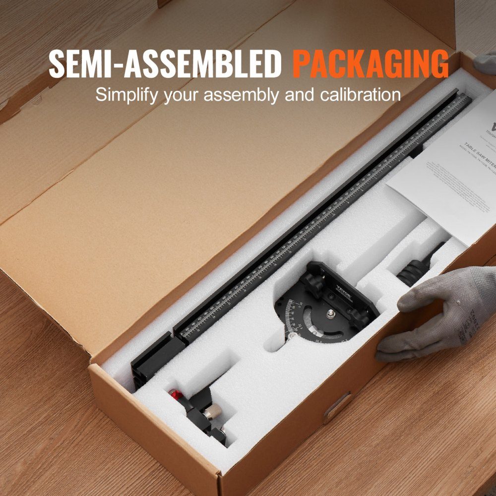 Miter Gauge Standard Slot 19x10mm Aluminum Alloy with 48-89cm Grid 15 Angle Stops Adjustable Piston and Removable Disc for Woodworking