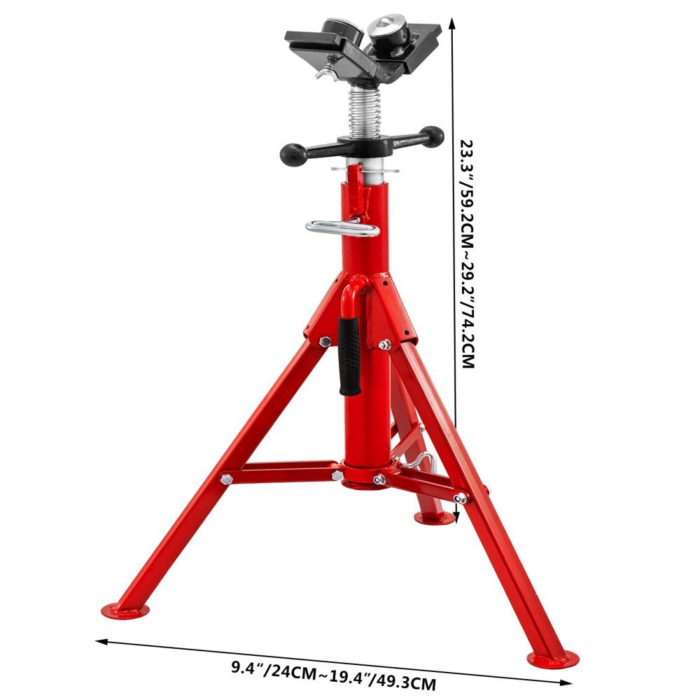 Pipe support with 2 ball transfer V head 1107A, folding pipe stand, 2.04 ton pipe rod, height adjustable