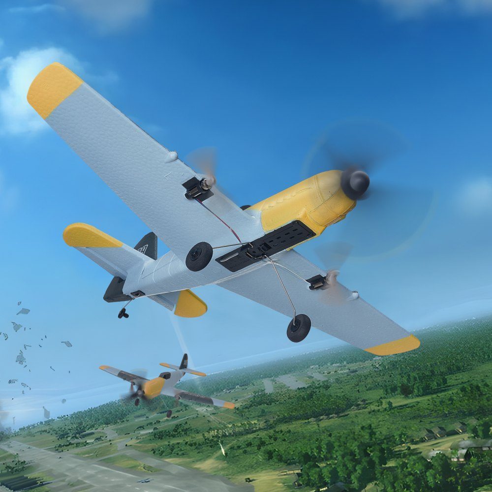 RC-Flugzeug, 2,4 GHz 3-Kanal-Fernsteuerungsflugzeug mit 6-Achsen-Gyro-Stabilisator, flugfertiges Kampfflugzeugspielzeug mit 2 Batterien, einfach zu fliegendes RC-Segelflugzeug für Erwachsene, Kinder, Anfänger und Jungen