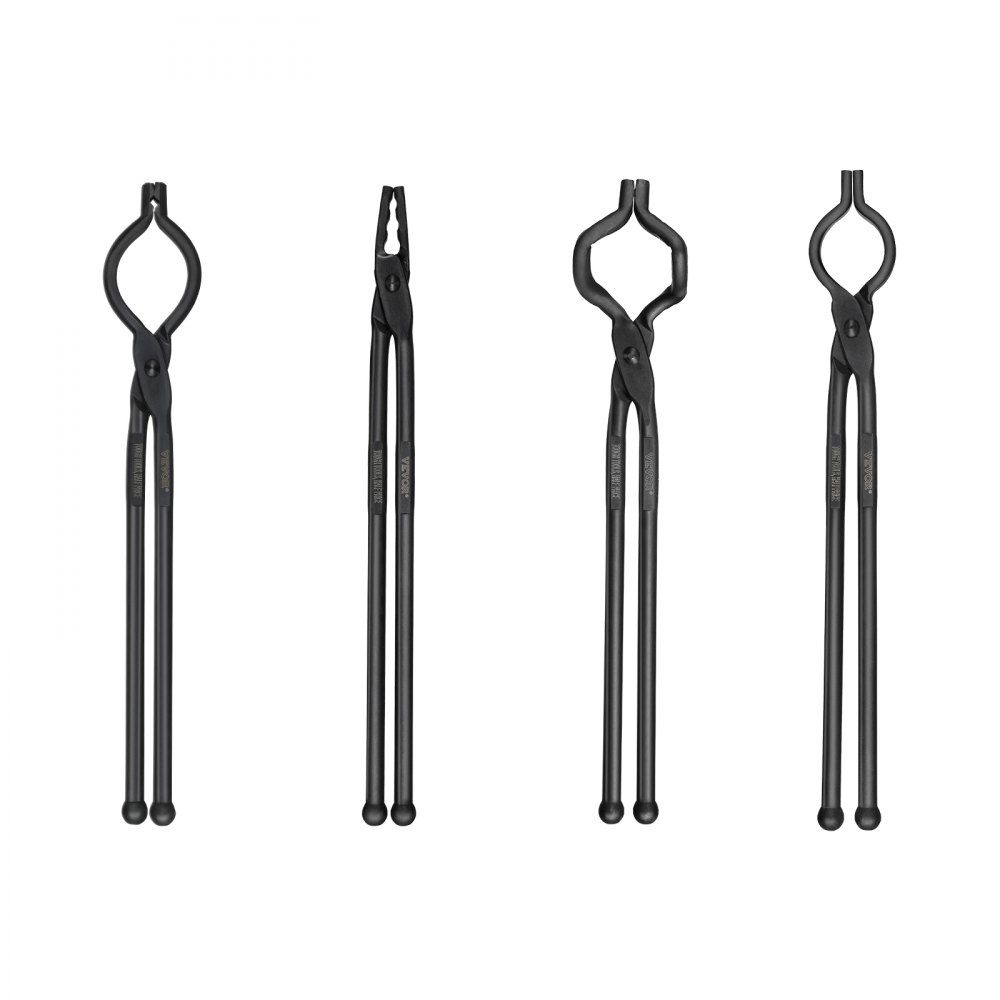 Schmiedezangen-Set, V-Bit, Wolf, ZV, Greifzange 4-teilig. Schmiedezange aus Kohlenstoffstahl, 465 x 60 x 19 mm / 461 x 68 x 18 mm / 458 x 38 x 19,0 mm / 463 x 78 x 52,3 mm, mit verlängertem Griff