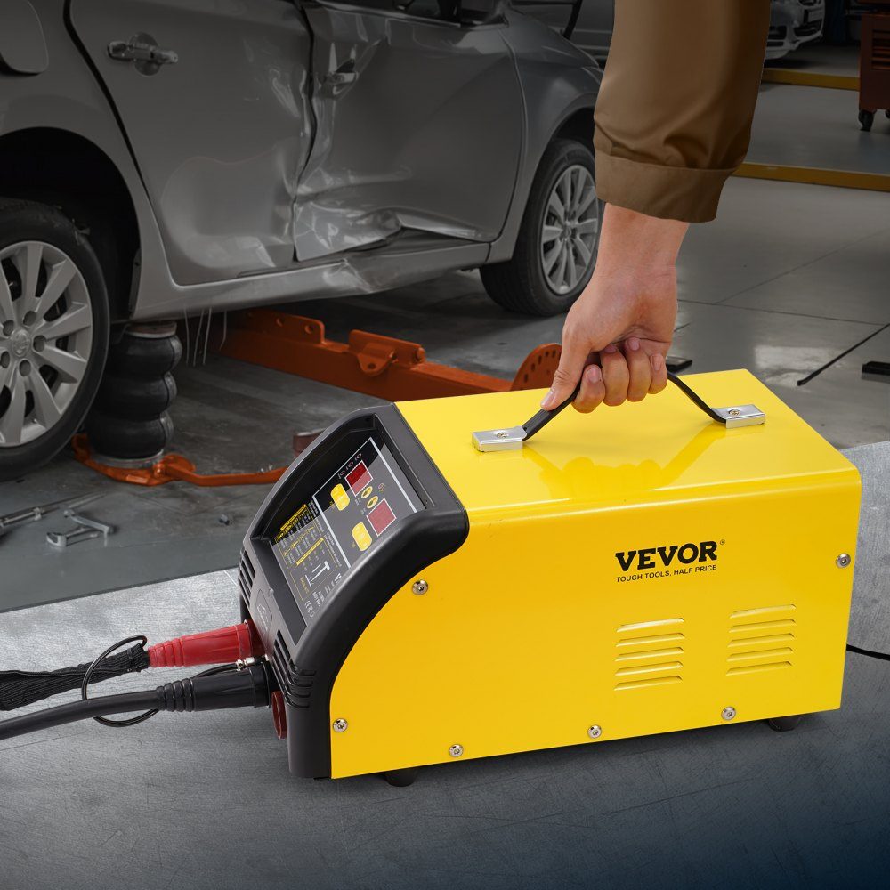 Dual Dent Spotter Deluxe AL/Fe deukreparatieset, 5 kW lasapparaat met automatisch/handmatig lassen en 10 modi, puntlasapparaat voor reparatie van auto-onderdelen van staal en aluminium