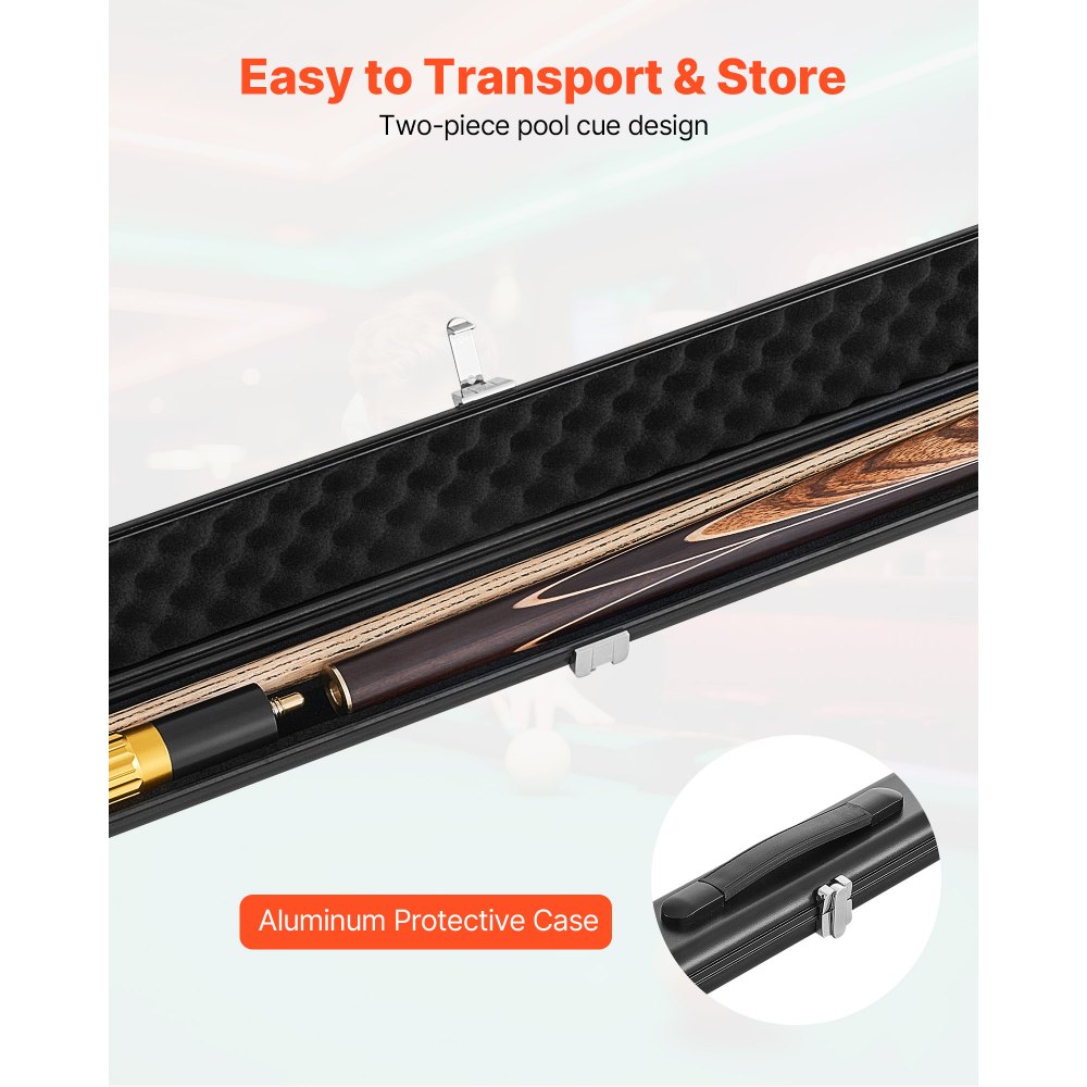 Snookerkeu poolkeu (1447,8 mm/540 g) met verlengstang en leren punt, aluminium behuizing en handdoek, biljartkeu, geschikt voor professionele pooltafels, bars, thuis, op kantoor