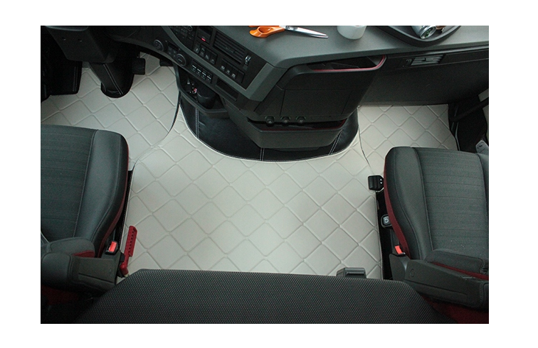 Handgefertigte TEPPICHFUSSMATTE VOLVO FH4 FH5 LEDER BEIGE Fußmatten Teppich Komplettset Leder Beige Komplettset mit Türverkleidungsgriff Starterset