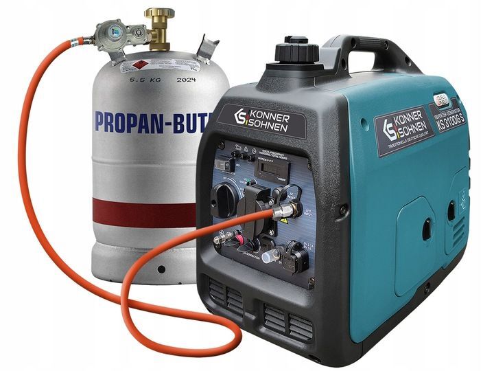 Generator awaryjny K&S Podwójny generator mocy z inwerterem na benzynę i gaz płynny o mocy 3,1 kW Generator awaryjny K&S Podwójny generator mocy z inwerterem na benzynę i gaz płynny o mocy 3,1 kW