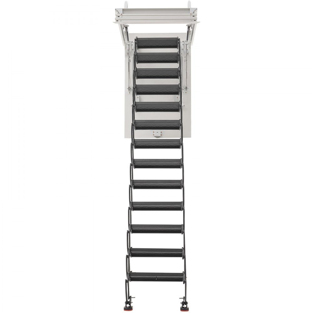 Dachbodenleiter, Tragfähigkeit 299,4 kg, geeignet für Deckenhöhen von 3,2–3,35 m und Öffnungsgröße von 1000,76 x 698,5 mm, ausziehbare Deckentreppe aus legiertem Stahl mit Zugstange für Dachboden