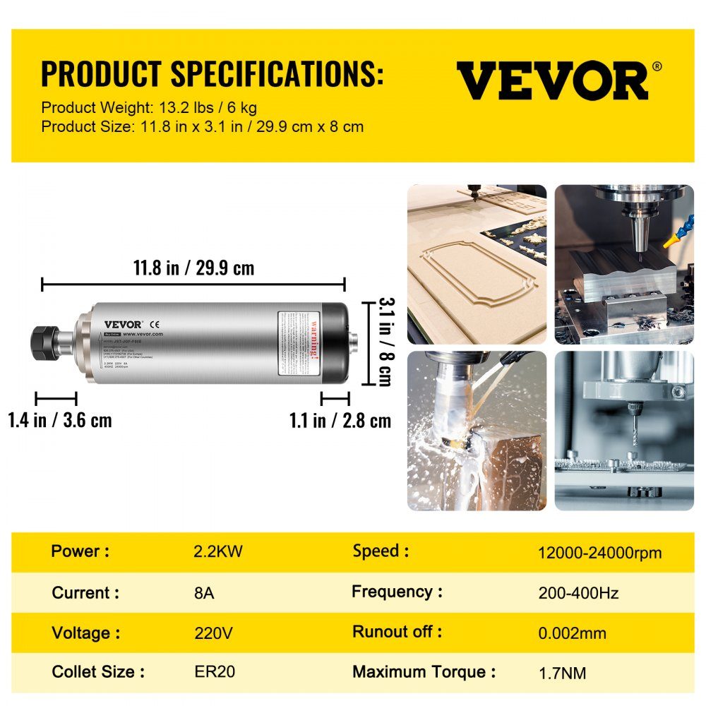2,2 kW 2220 V luftgekühlter Spindelmotor ER20 CNC-Luftkühlungs-Spindelmotor für CNC-Graviermaschine