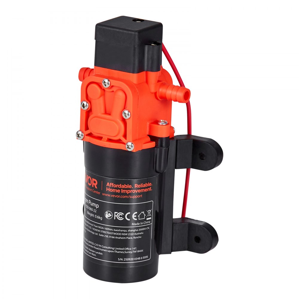 Membraanpomp, 12V DC, 4,5L/min, zelfaanzuigende 2-kamer membraanwaterpomp met 2 slangklemmen, 5,5 bar max. druk, stille werking, voor camper, caravan, boot, tuinbesproeiing Membraanpomp, 12V DC, 4,5L/min, zelfaanzuigende 2-kamer membraanwaterpomp met 2 slangklemmen, 5,5 bar max. druk, stille werking, voor camper, caravan, boot, tuinbesproeiing