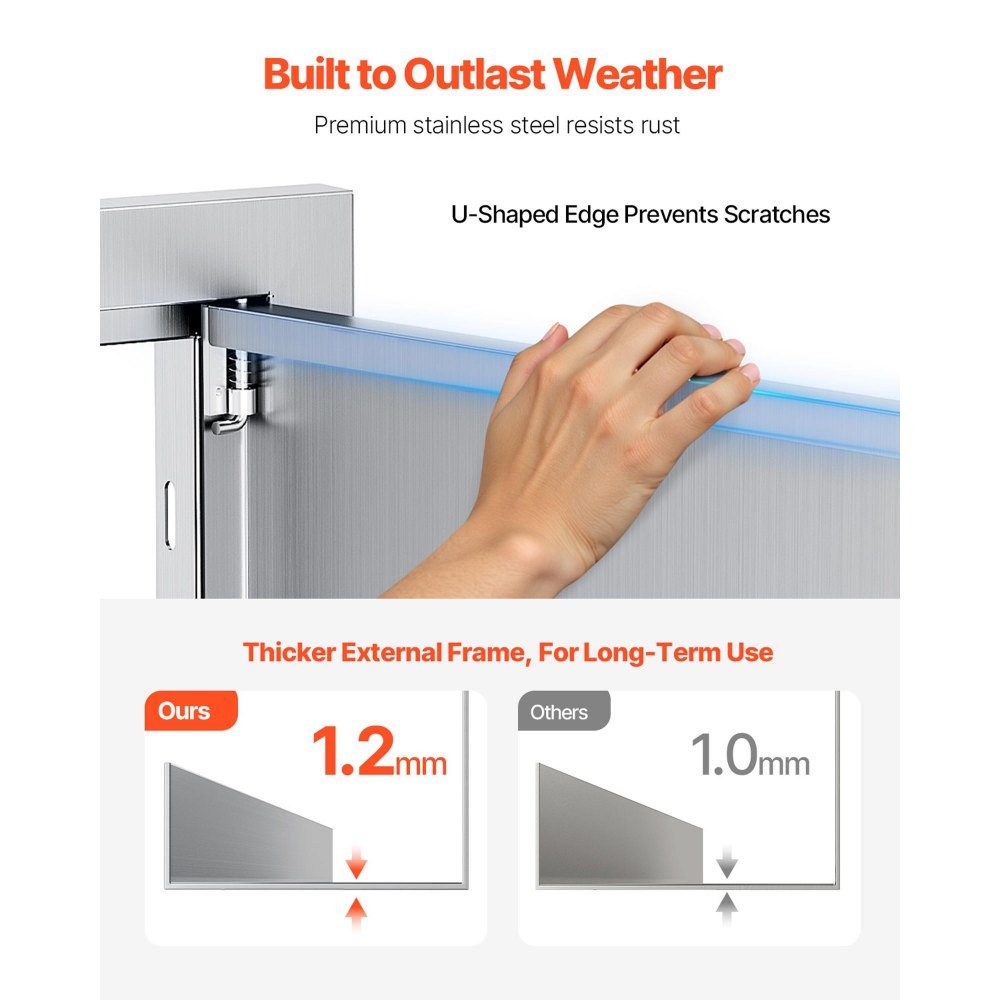 Grill Access Door 762x533mm Double Outdoor Kitchen Door Flush Mount Stainless Steel Door Vertical Wall Door with Handles and Vents for Grill Island Grill Station Outdoor Cabinet