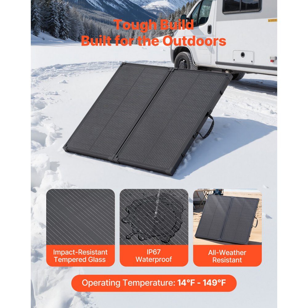 Panneau solaire pliable 100 W 16BB Type N Panneau solaire monocristallin portable avec cadre 24 % d'efficacité Chargeur IP67 avec contrôleur PWM 30 A et sortie MC4 pour camping randonnée