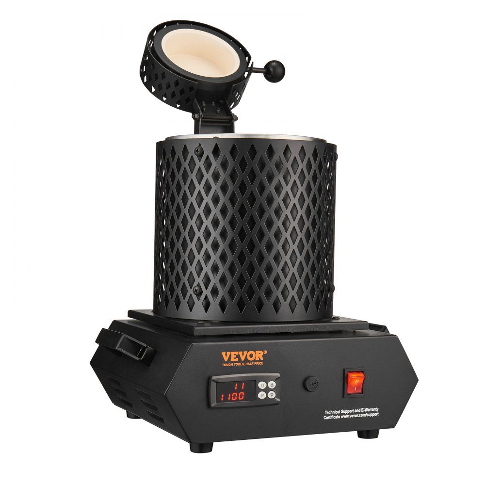 Gold Melting Furnace1350W 1150℃ Max Temperature Digital Electric Melting Furnace 1kg/3kg Ceramic Crucible with Crucible Tongs and Gloves for Processing Gold, Silver, Copper, Aluminum, Red