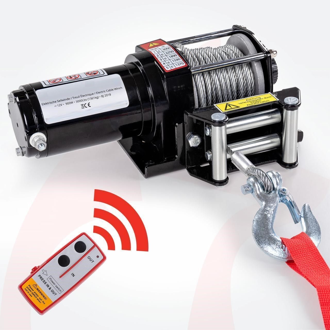 Elektrische Winde 12V 1,3t elektrische Winde Motorwinde Offroad-Winde Fernbedienung Starter-Set